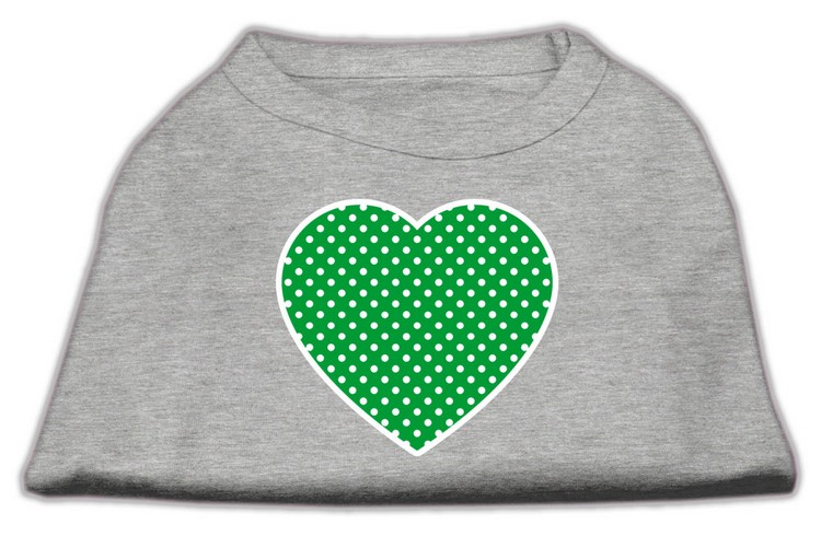 Green Swiss Dot Heart Screen Print Shirt Grey Lg